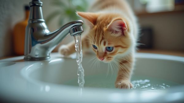 Mon chat boit dans le robinet : faut-il s'en inquiéter ?